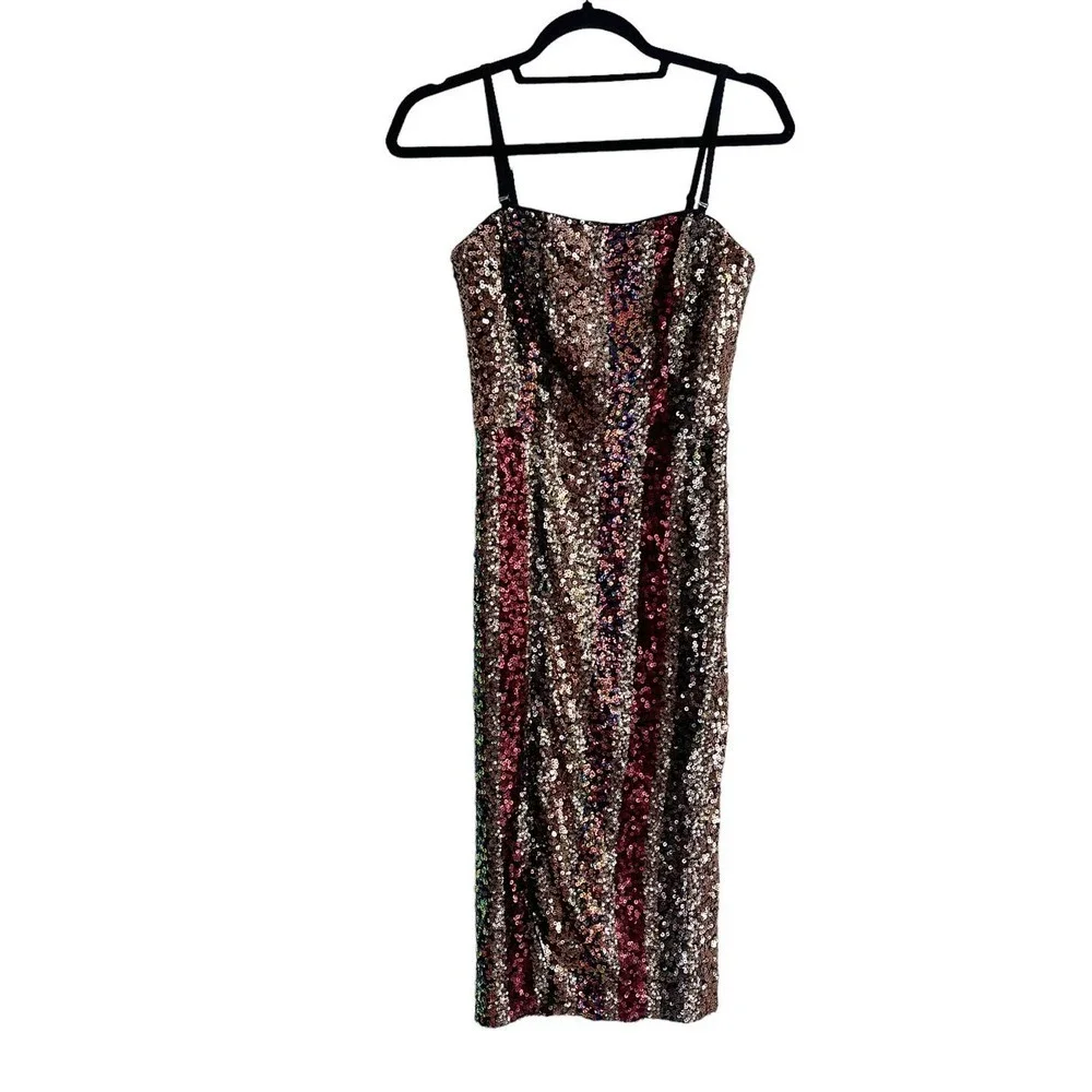 DRESS THE POPULATION Allira Sequin Cocktail Dress Size S_8
